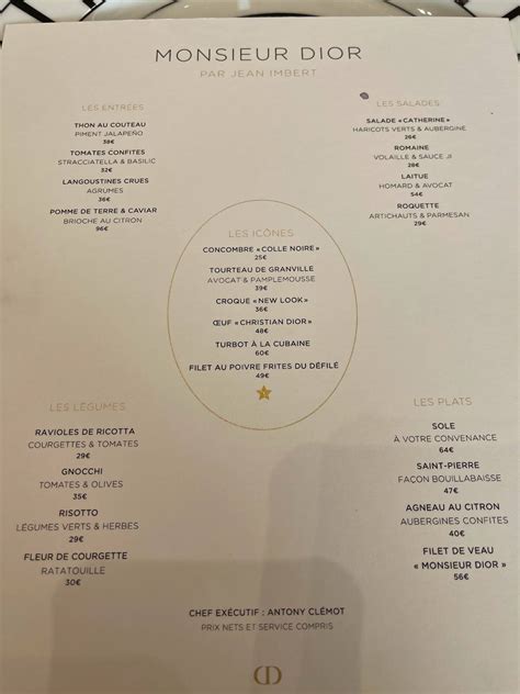 dior paris restaurant|Dior restaurant menu.